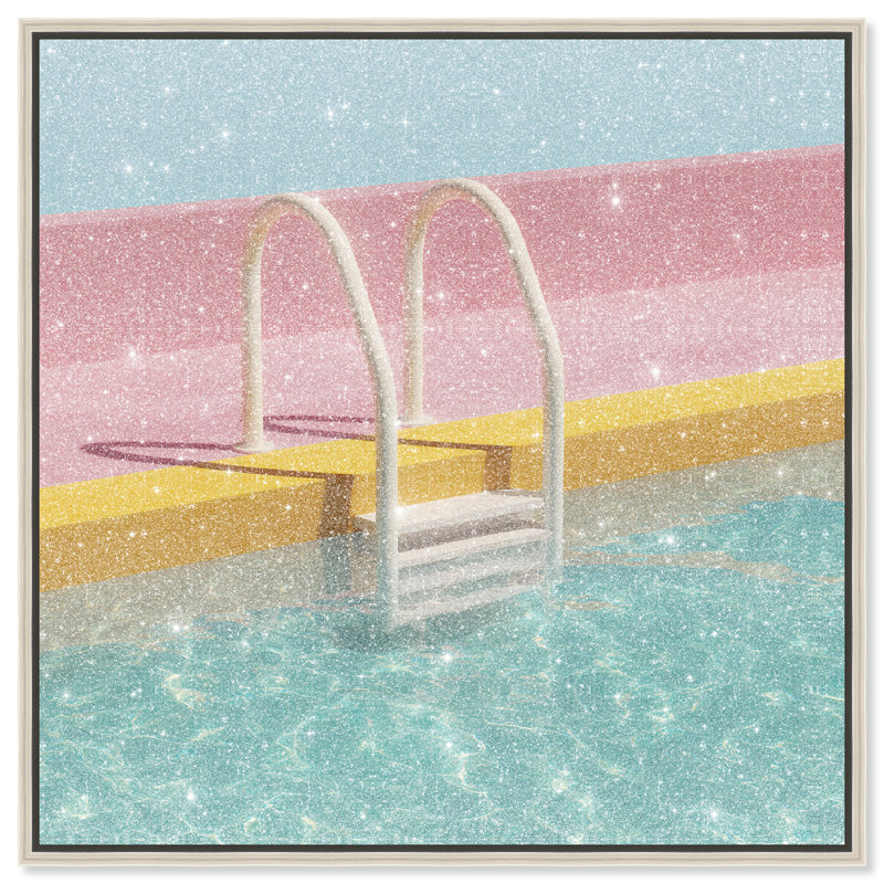Poolside Symmetry I Print by Oliver Gal, 41"H x 41"W, Silver Floater Frame