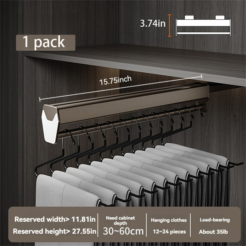 Extendable Trousers Rack With Slide Rail, 3.42" H x 2" W x 16" D