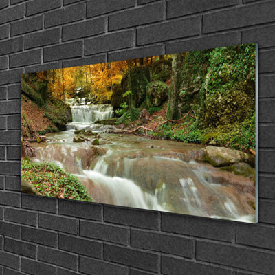 Nature Waterfall Forest - No Frame Print on Glass