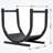 Mihal 19''W Stylish U-shaped Log Rack Black Steel Log Storage