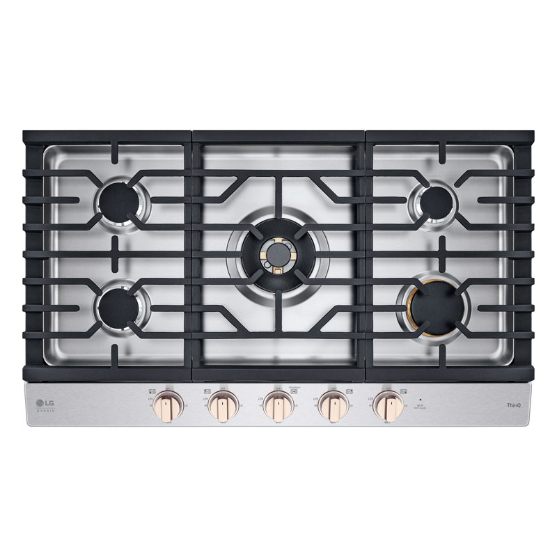 36" Natural Gas Cooktop with 5 Burners, Essence White