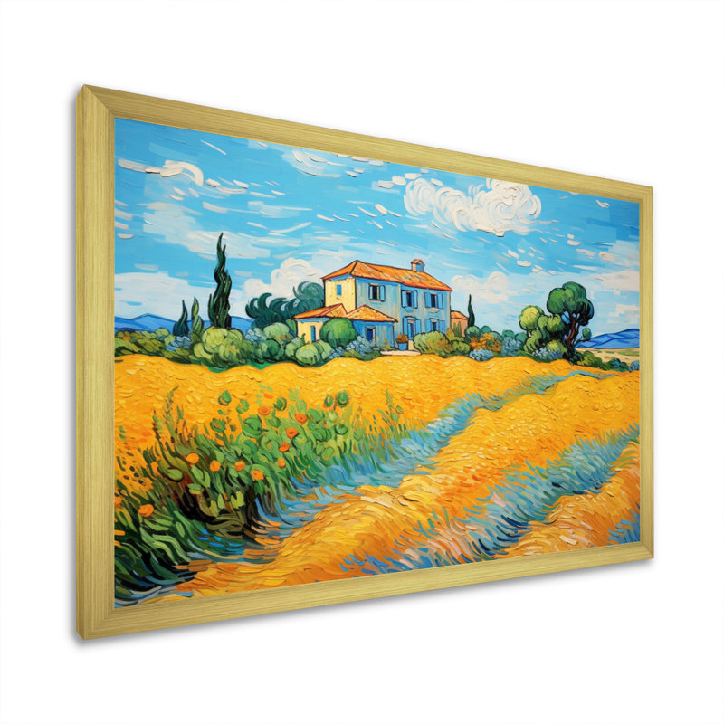 Vangogh, la maison jaune à Arles II, encadrée sur toile par Vincent Van Gogh, peinture, H 24 po x l 32 po x P 1 po