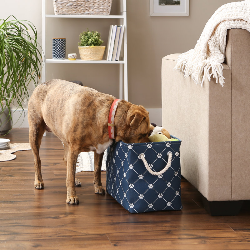 Gracie Oaks Fabric Decorative Bin, Navy, 12" H x 10" W x 16" D