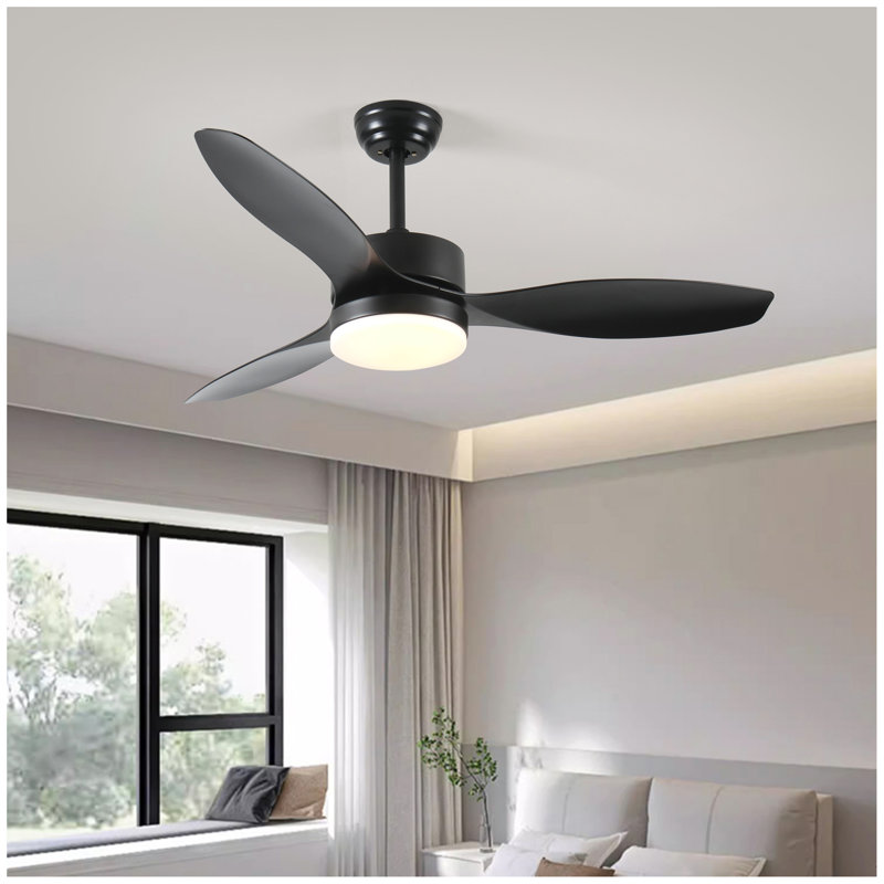 Ventilateur de plafond 52 po intérieur / extérieur avec ensemble de lumières DEL - noir