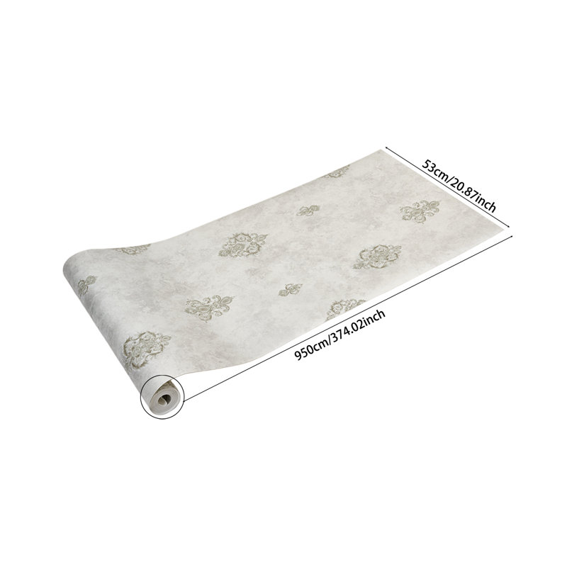Non-Pasted Non-Woven 3D Embossed Wallpaper Roll, Grey