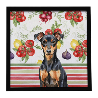 Manchester Terrier Vegetables Framed Metal Print