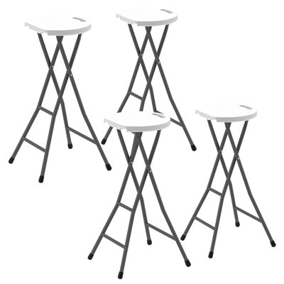Ensemble de 4 tabourets de bar pliants 29 po avec poignée, blanc