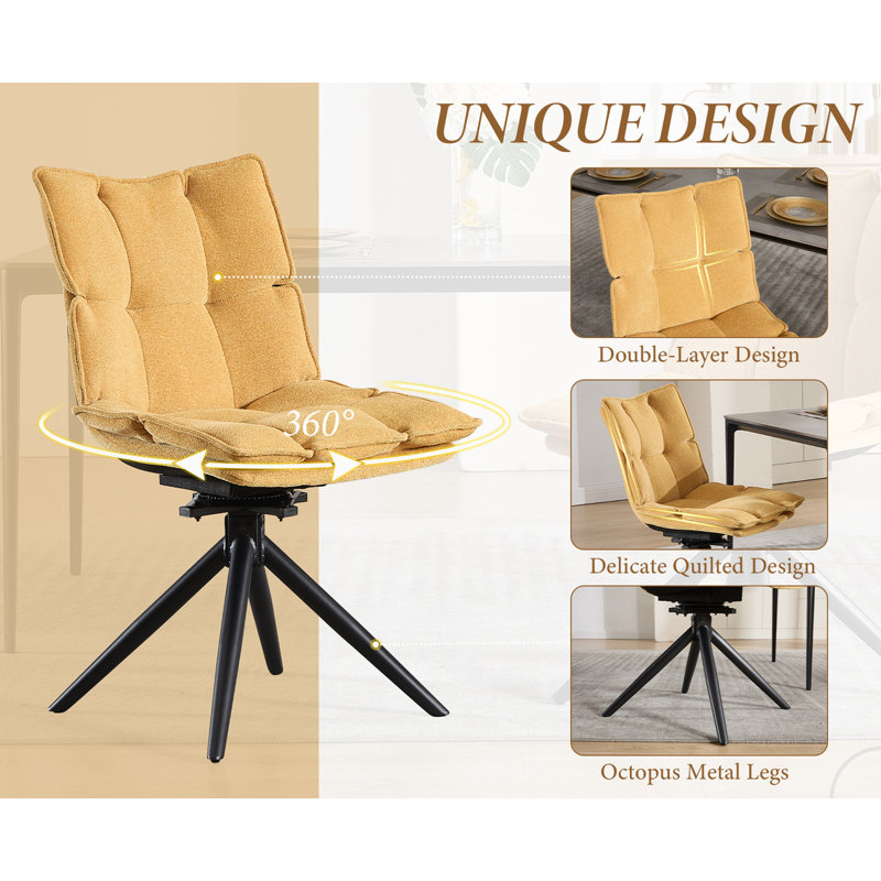 Charies Upholstered Dining Chair, Yellow, Yellow