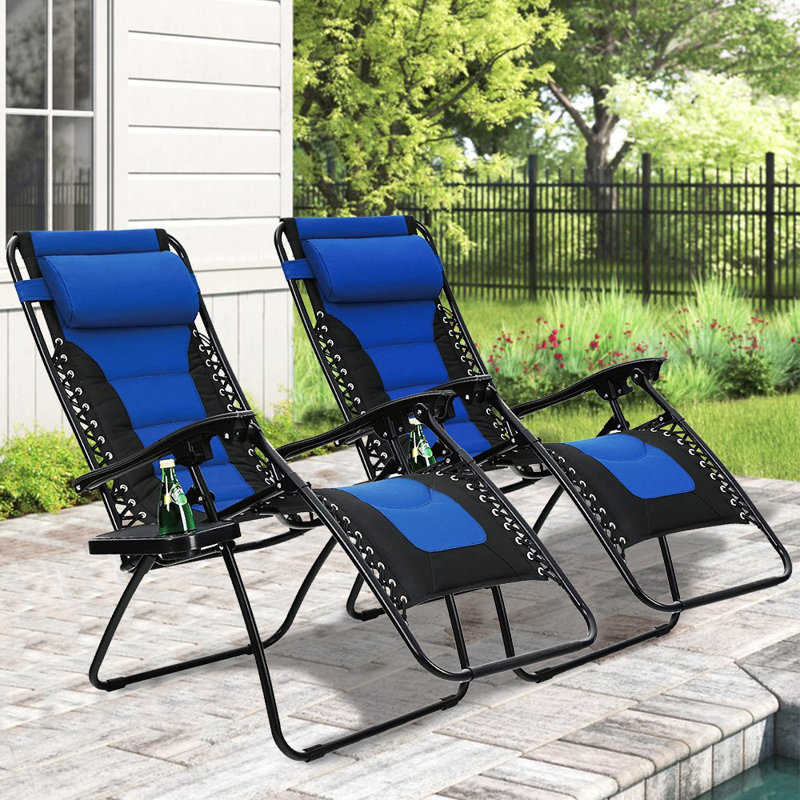 Chaise inclinable zéro gravité avec coussin, Bleu