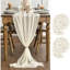 Beige 2PCS Boho Gauze Wedding Cheesecloth Table Runner 300 cm | Seasonal Bridal Fabric Kitchen Dining Holiday Table Decor for Home Party