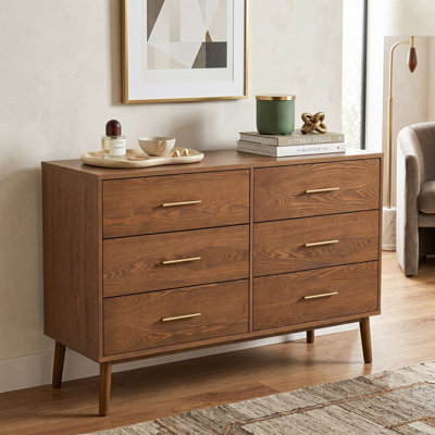 Nevio 47"W Wood 6-Drawer Dresser