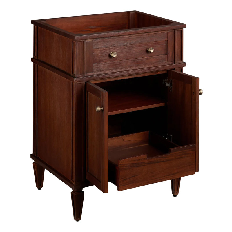 24" Antique Brown Mahogany Single Bathroom Vanity Cabinet