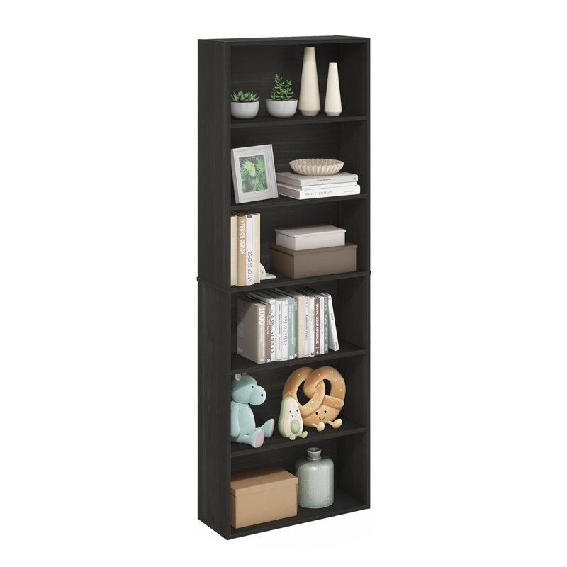 Berdene Simply Home Free Standing 6-Tier Open Storage Bookcase, Espresso
