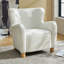 Fauteuil d'appoint à oreilles Walbert Modern Boucle avec coussin et pieds en bois massif-1632561472