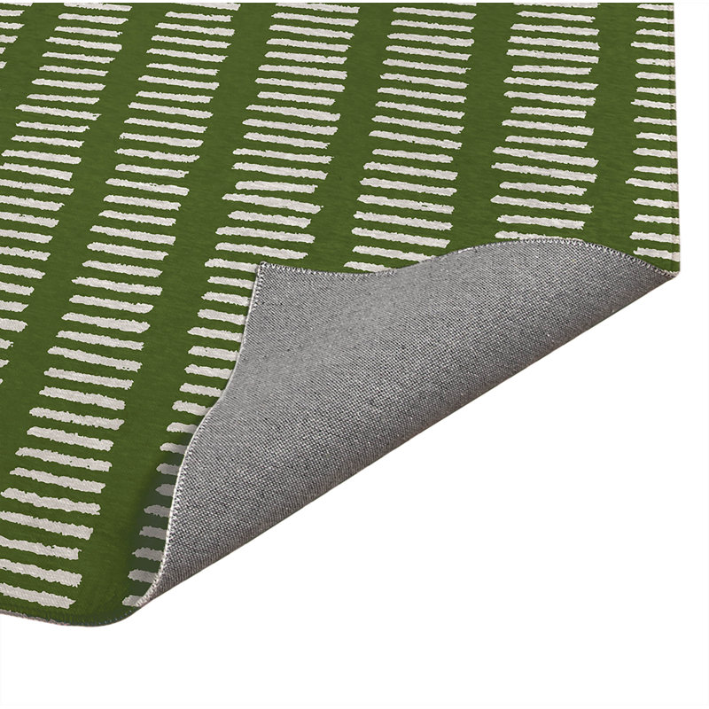 Tapis de cuisine à profil bas, Rectangle 3' x 5', Olive Green Striped
