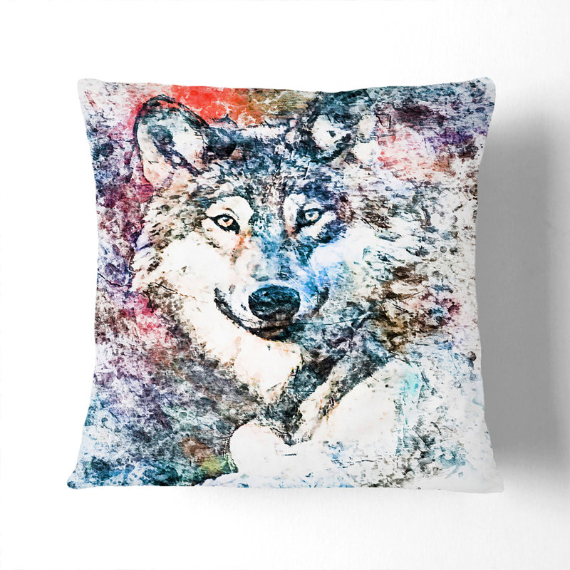 Wolf Cushion with Filling, Black, 40cm H x 40cm W x 15cm D