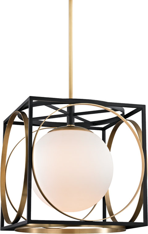 Wadsworth 1 - Light Unique/Statement Pendant, Aged Brass, 18.5" H X 17.75" W X 17.75" D