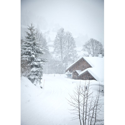 Alpine Chalet in the Fog 1 Piece Wrapped Canvas Wall Art