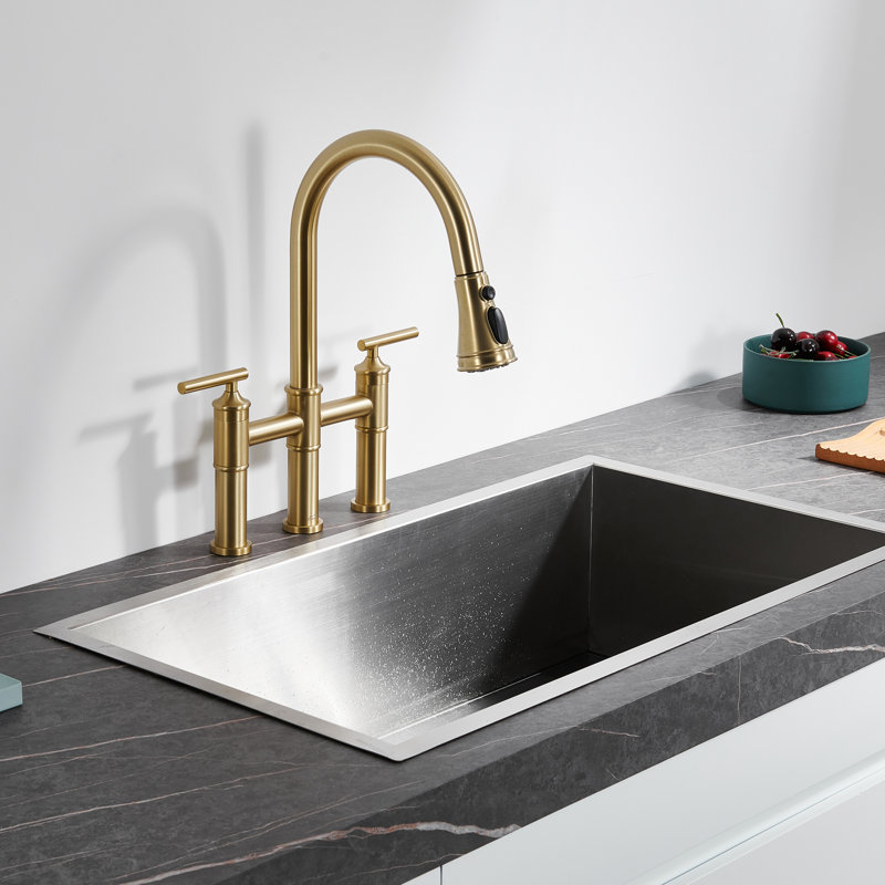 Clihome Kitchen Faucet, Brushed Gold