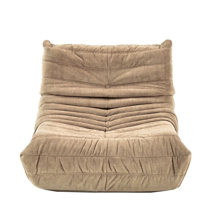 Bean bag Chair with button tufted back, Matte Brown Polyester Blend