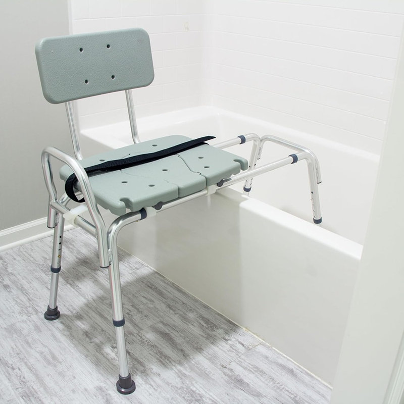 Banc de transfert de baignoire coulissant et chaise de douche avec siège réglable