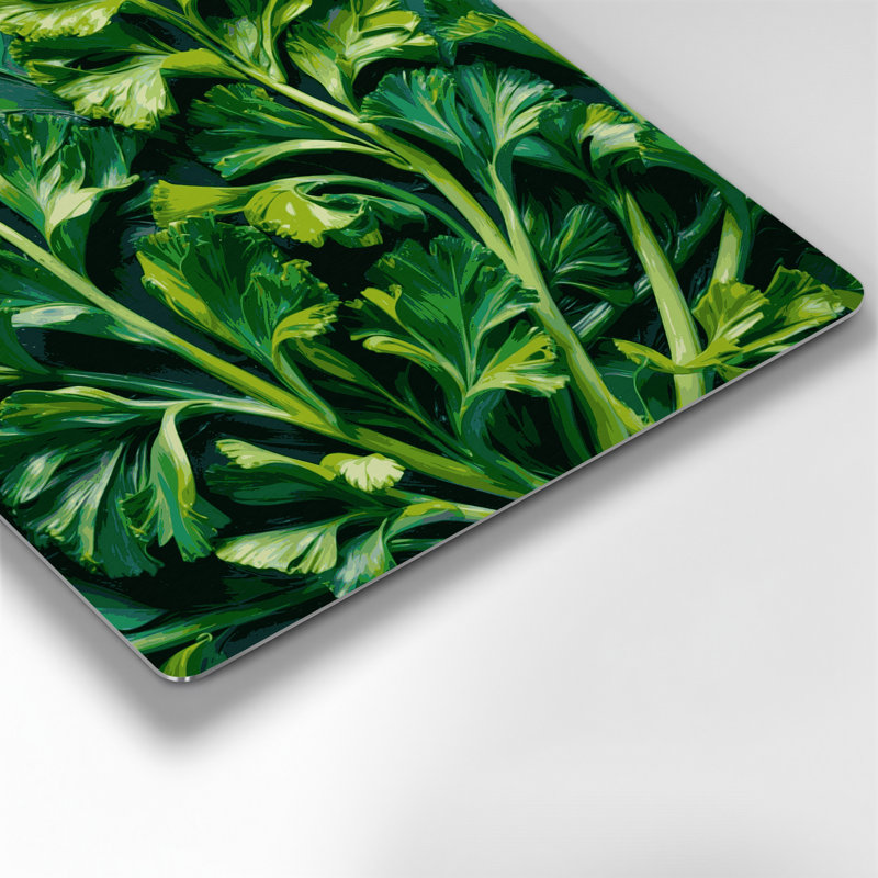 Art mural botanique vert persil en métal, H 192 po x l 192 po x P 0,05 po
