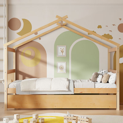Lit en bois avec lit gigogne simple