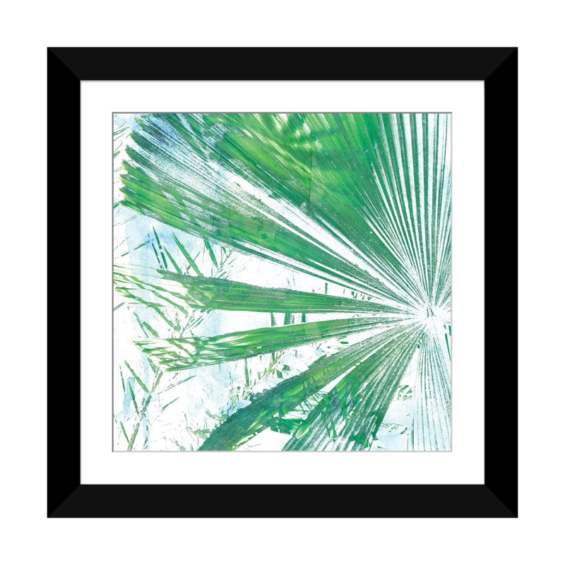 Emerald Palms I - reproduction sur toile, H 24 po x l 24 po x P 1 po, Papier d'art encadré noir, Blanc