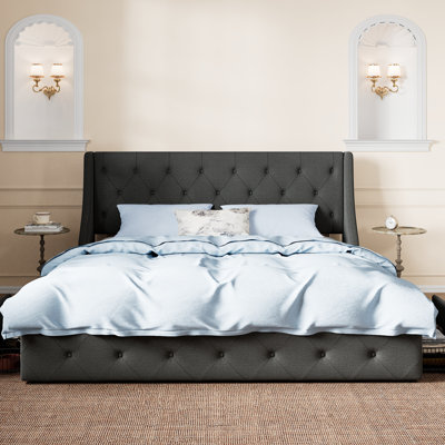 Brij Upholstered Wingback Storage Bed