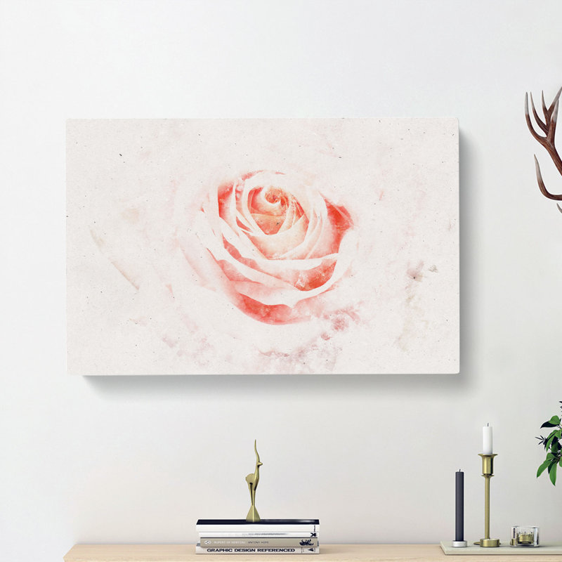 Pale Pink Rose - Wrapped Canvas Print, 40cm H x 60cm W x 3cm D