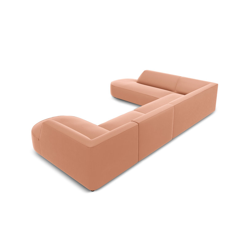 Adoraim 6 Seater Velvet Large Corner Sofa , Left Hand Facing, Pink