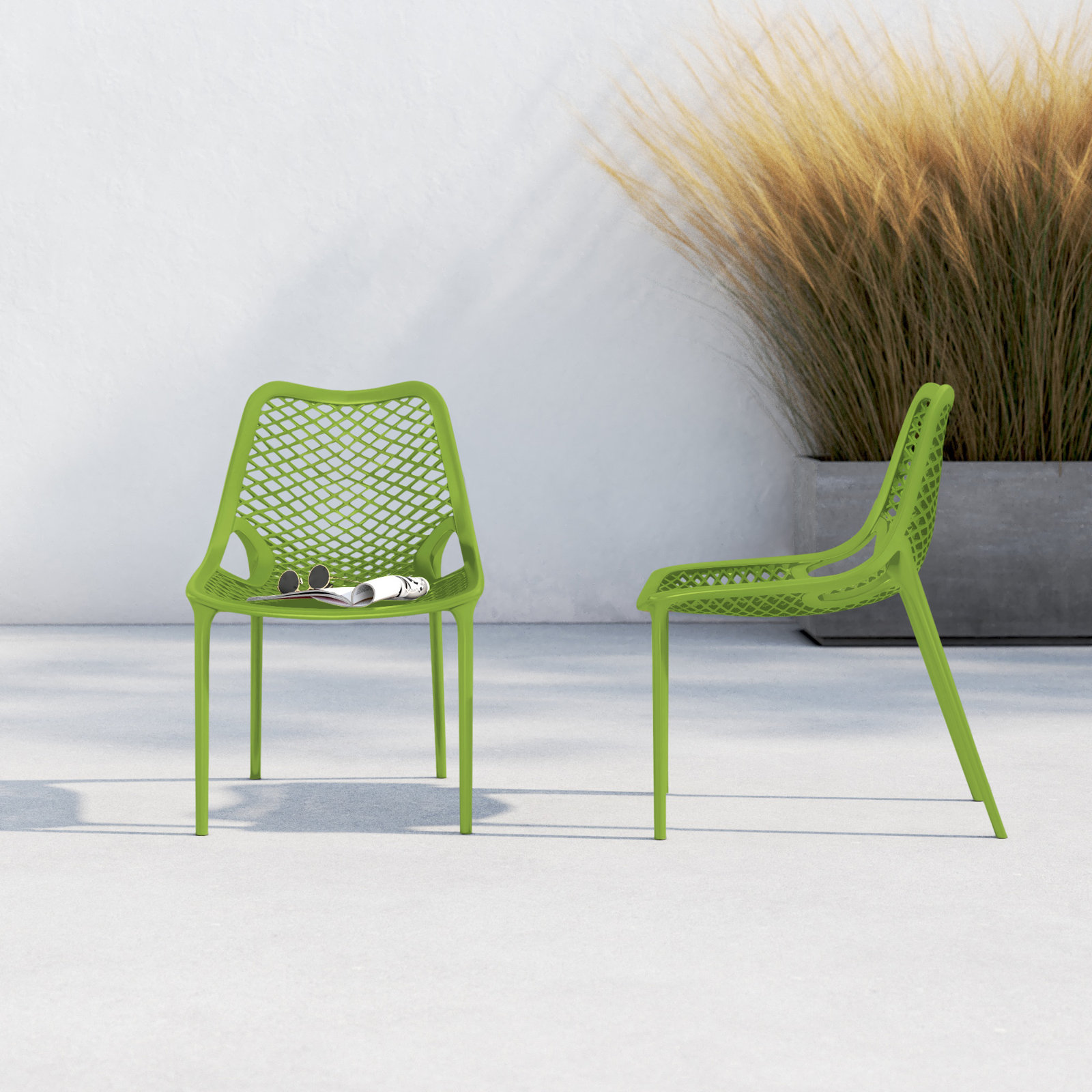 Farrah Stackable Patio Side Chair, Tropical Green