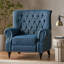 Fauteuil à dossier en tissu bleu marine de style classique