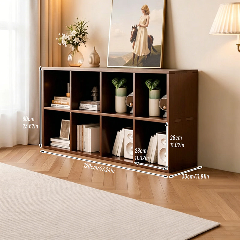 Bibliothèque en bois massif à 8 panneaux, armoire à panneau domestique, bibliothèque sur pied, armoire de rangement de salon, armoire basse combinée, armoire de rangement.