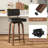 Set of 2 Swivel Counter Height Bar Stools – 26" Walnut Wood Legs, Faux Leather Upholstered Cushions, Mid-Century Modern Design for Kitchen Island-1442360779