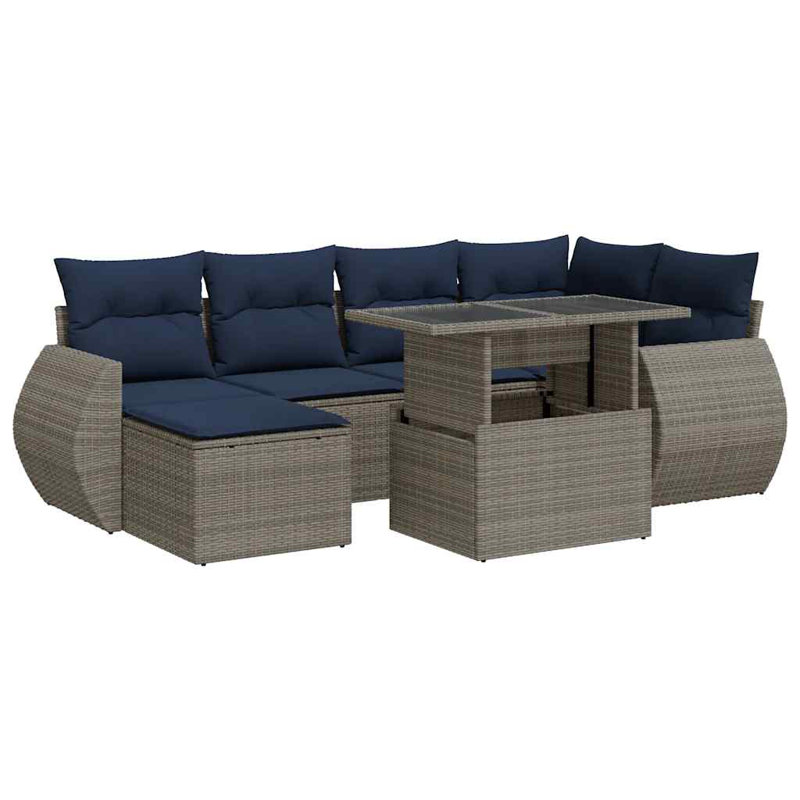 Wicker 6 - Person Garden Lounge Set with Cushions