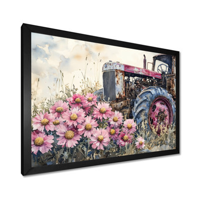 «Daisies By The Farm Tractor II» - marguerites, art mural