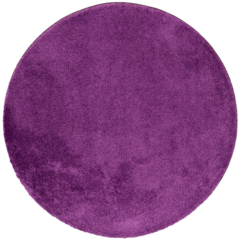 Eonas Solid Colour Shag Area Rug, Round 100cm