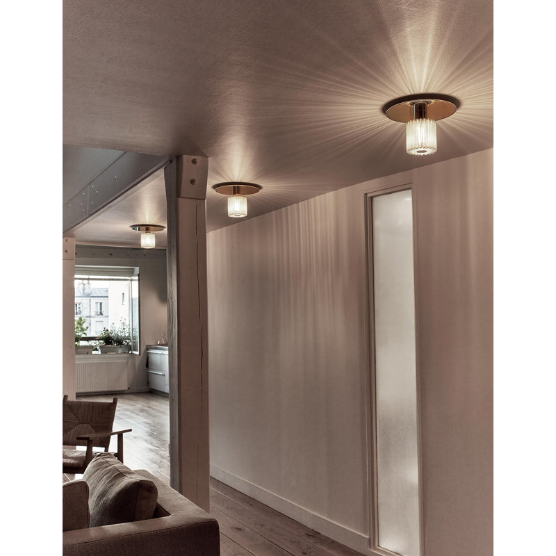 1 - Light Flush Mounted Sconce, Gold, 10.63" H x 10.63" W x 6.97" D, Gold