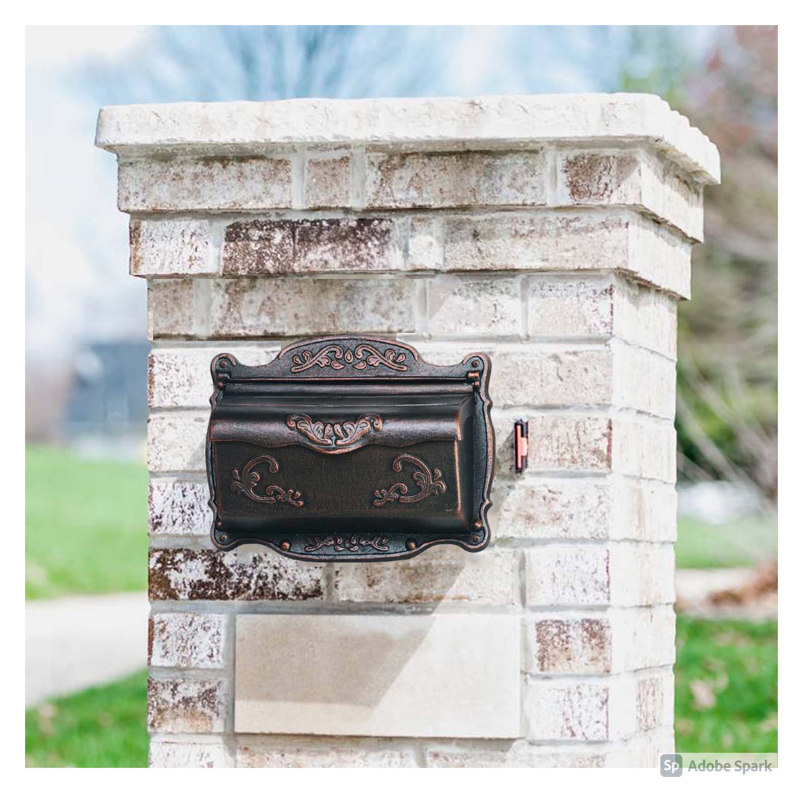 Antique Bronze Cast Aluminum Wall Mounted Mailbox