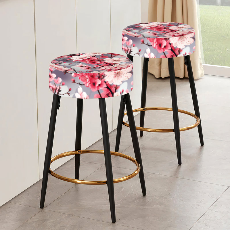 Ensemble de 2 tabourets de bar Cherry Blossom Delight - Oriental