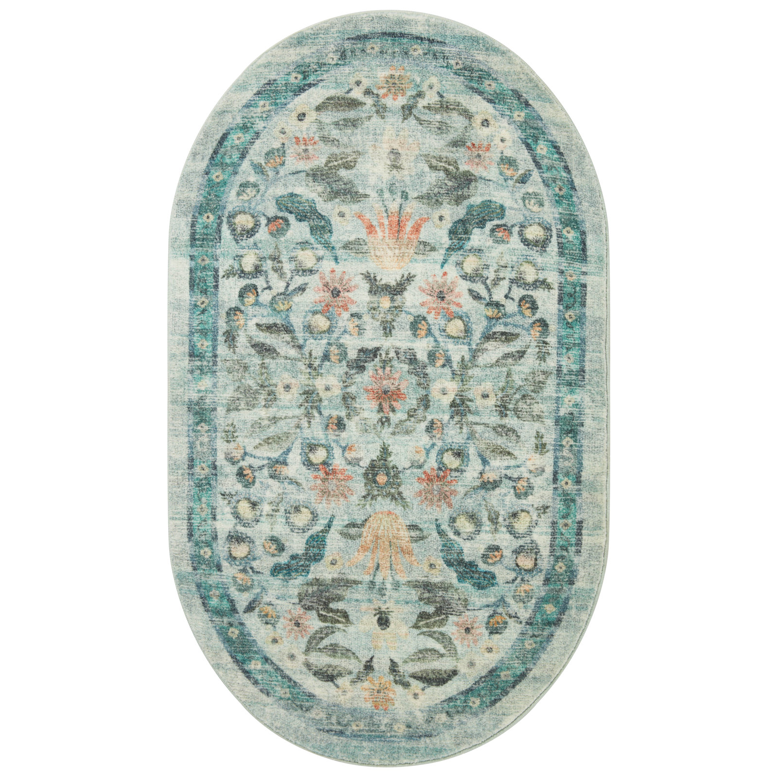 Rifle Paper Co. x Loloi Courtyard Sage Area Rug feat. CloudPile, Oval 2'3" x 3'9"