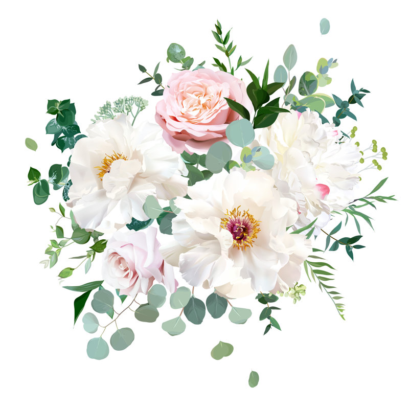 Woody Peony Flowers Vector Design Wedding Bouquet by Lavendertime - Wrapped Canvas Print, 76cm H x 76cm W x 3.8cm D
