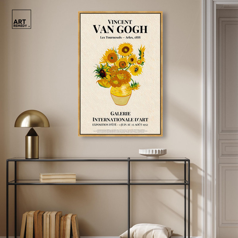 Tournesols, affiche d'art rétro sur toile par Art Remedy, H 37 po x l 25 po, Cadre doré