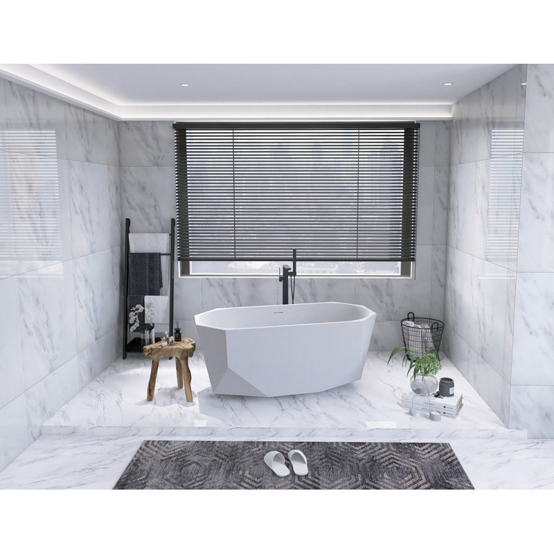 Ethen 59'' x 29.5'' Soaking Acrylic Bathtub, Matte White