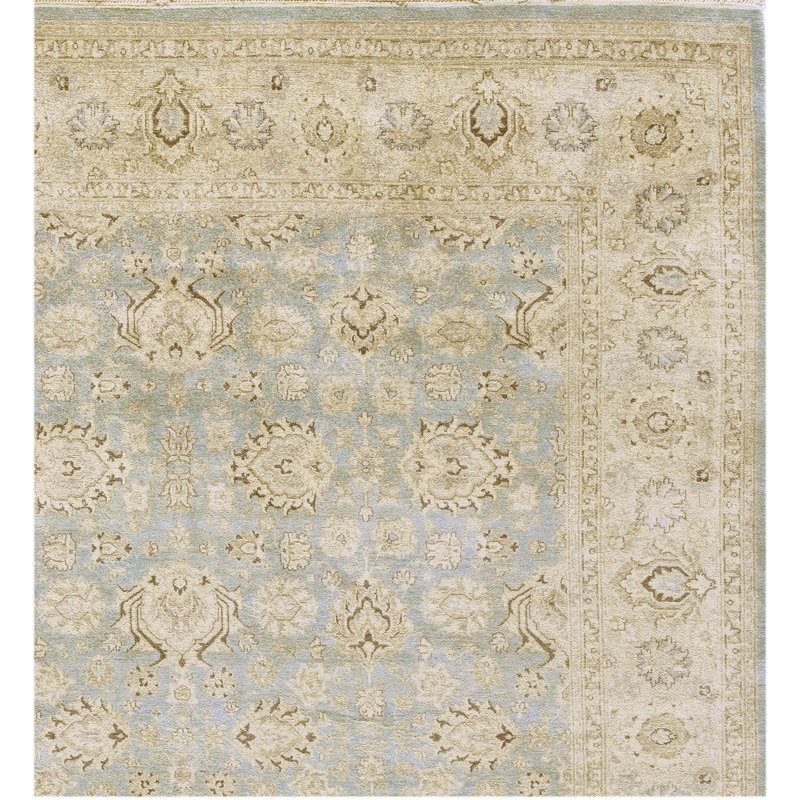 Wool Oriental Area Rug in Light Blue/Sand, Rectangle 6' x 9'