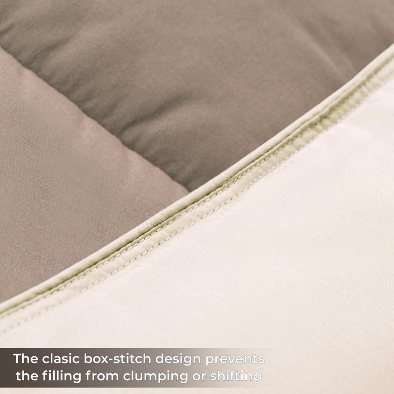 Twin Ivory and Taupe Reversible Down Alternative Microfiber Comforter