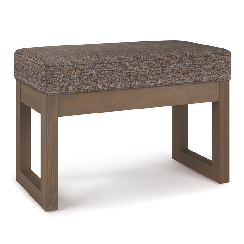Milltown Mink Brown Tweed Fabric Footstool with Wood Frame