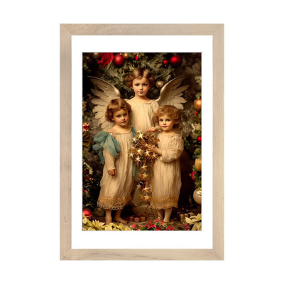 Rétro Noël - reproduction d'art murale - papier d'art encadré