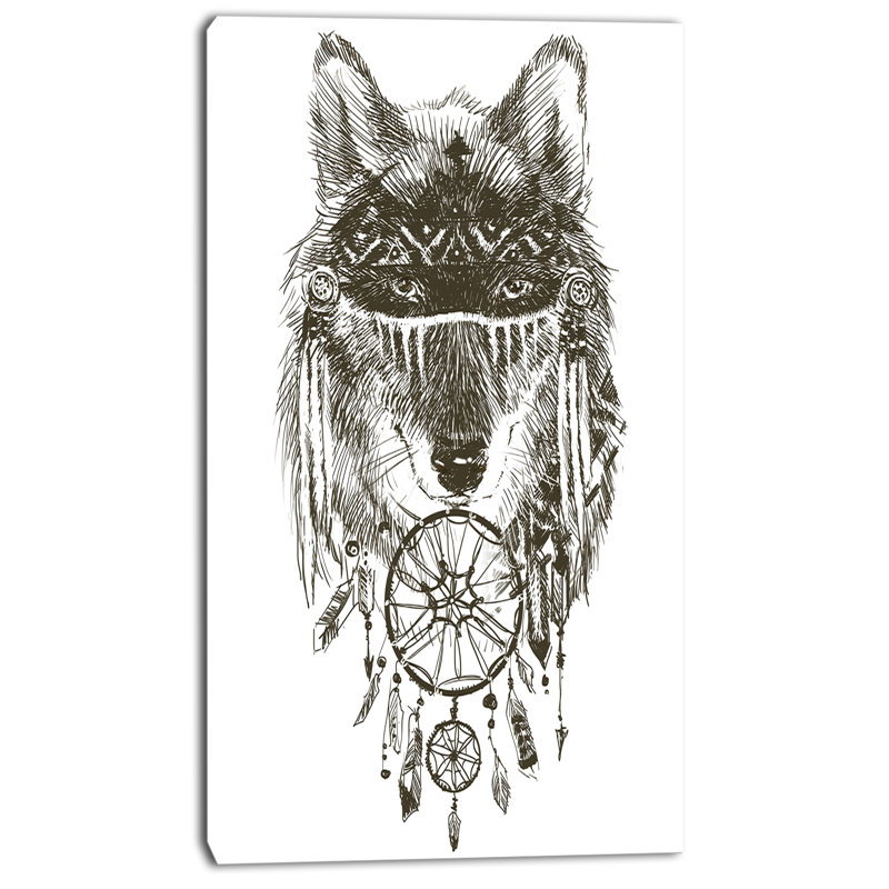 « amusant indien loup warrior », reproduction d’art sur toile tendue, H 32 po x l 16 po x P 1 po